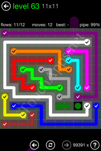 Flow Game 11x11 Mania Pack Level 63 Solution