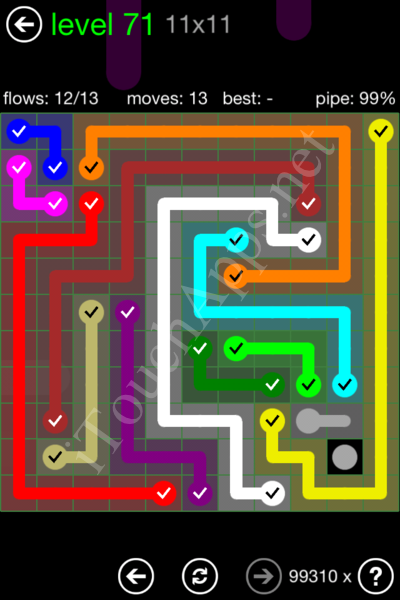 Flow Game 11x11 Mania Pack Level 71 Solution
