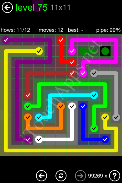 Flow Game 11x11 Mania Pack Level 75 Solution