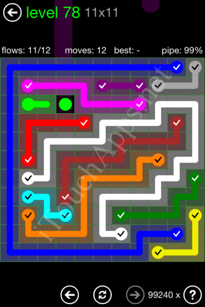 Flow Game 11x11 Mania Pack Level 78 Solution