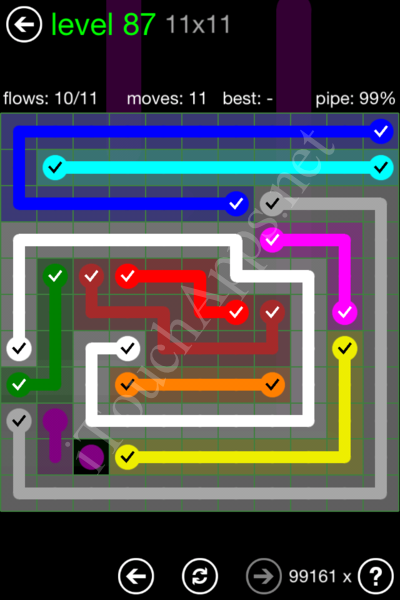 Flow Game 11x11 Mania Pack Level 87 Solution