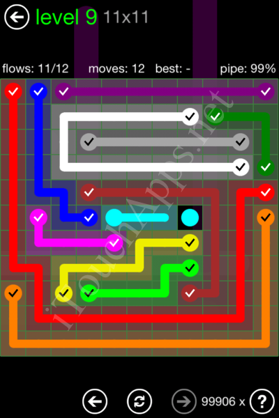 Flow Game 11x11 Mania Pack Level 9 Solution