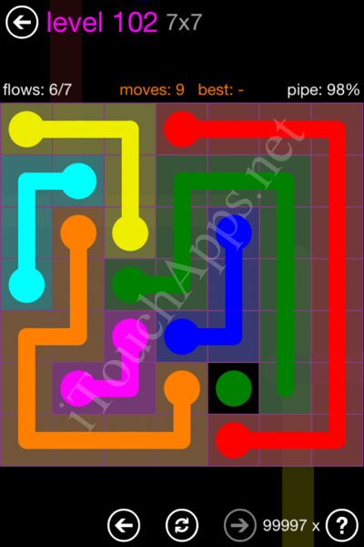 Flow Game 7x7 Mania Pack Level 102 Solution