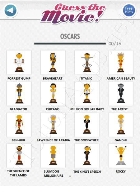 guess the movie oscars answers / solutions / cheat