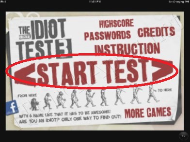 The Idiot Test 3 Level 1 Walkthrough - Start Screen