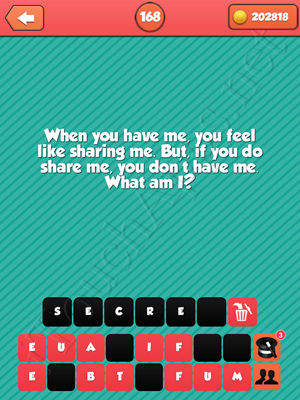 Riddle Me That Level 168 Answer