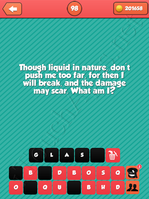 Riddle Me That Level 98 Answer